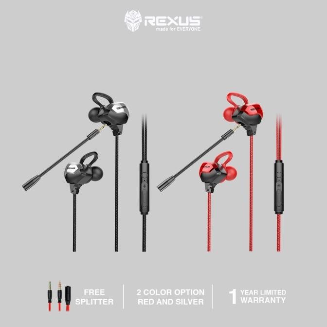 Rexus Gaming Earphone Me-6 / Me6 With Dual Microphone Free Splitter