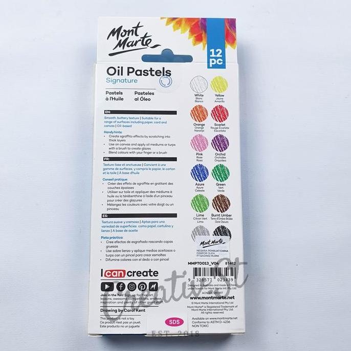 

Ready Stock !!! Mont Marte Signature Oil Pastels 12 Warna Mmpt0013 Crayon