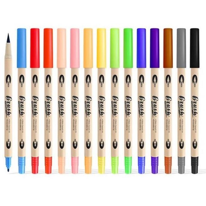 

Promo !!! [Creativ] Ds Brush Pen Spidol Kaligrafi Water Based Dual Tip Marker Part 1