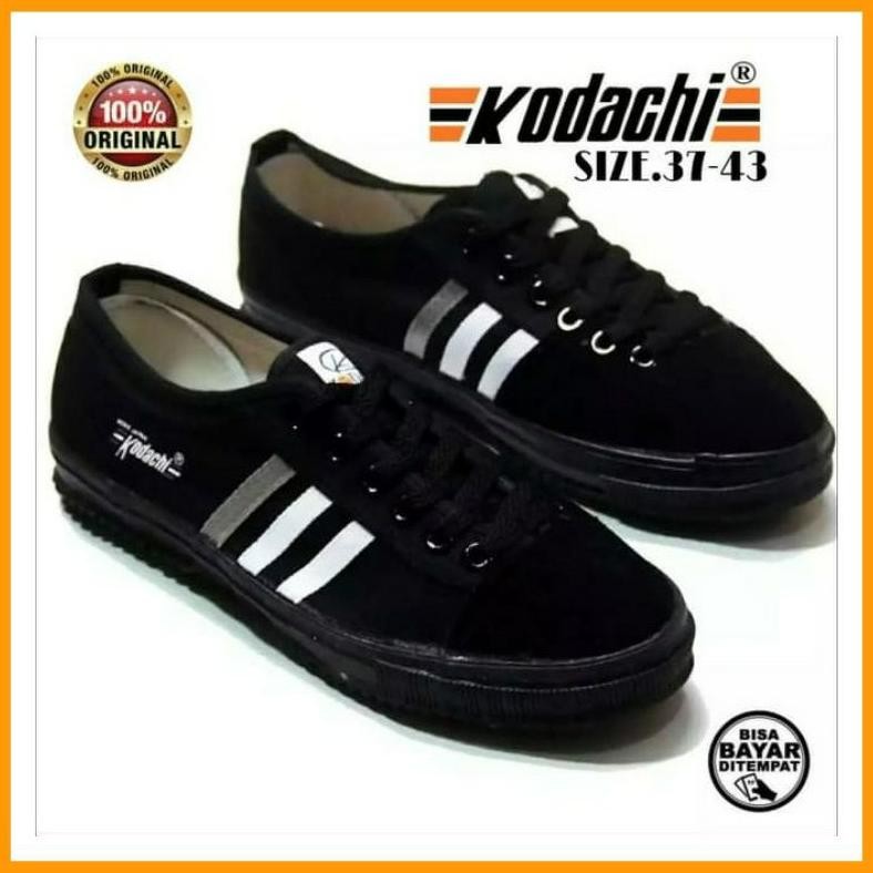 Kodachi Sepatu Capung Pria Dewasa Kodaci 8111 Tali Sol Karet Anti Slip Hitam Polos Size 37 Sd 43 Ber