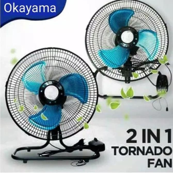 KIPAS ANGIN BESI TORNADO OKAYAMA 10 - 12 INCHI 2IN1 KENCANG SEJUK