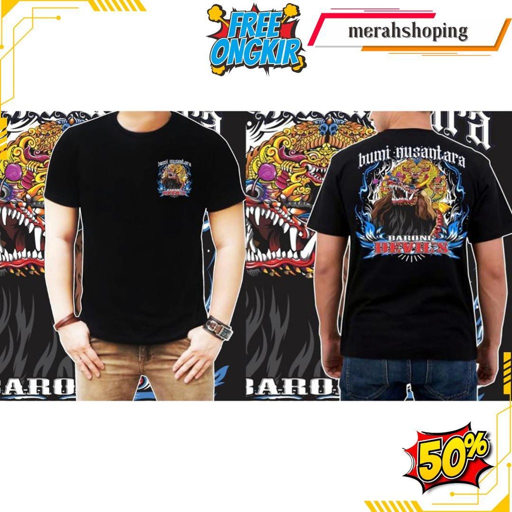 . Kaos Barongan Jaranan Barong Devil  Pria Wanita Catton Combed 30S Desain Original Original Produk