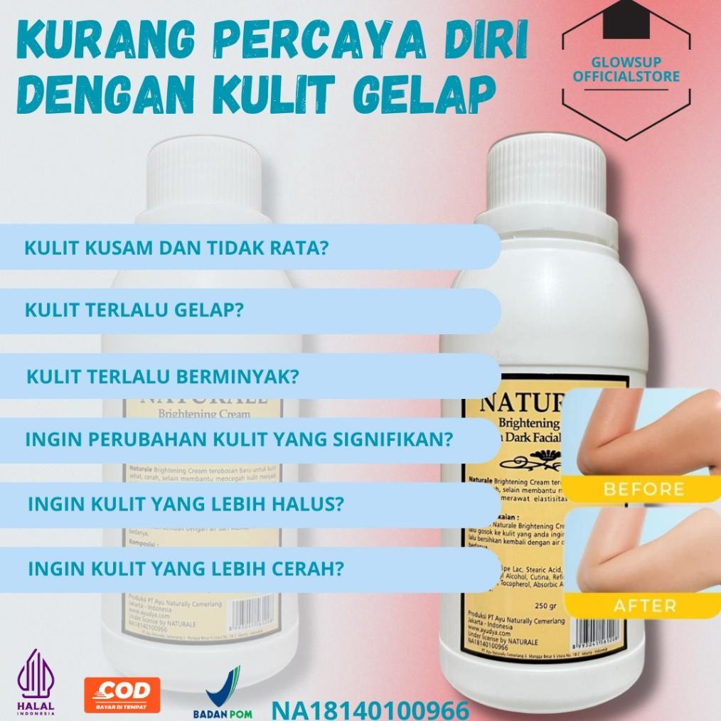 EL PEMUTIH BADAN PERMANEN NATURALE BLEACHING CREAM 250GR BPOM BLEACHING BADAN BLICING PERAWATAN TUBU