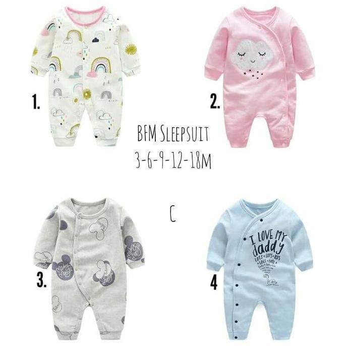 Murah Sleepsuit Bayi Import/ Sleepsuit Bayi Romper Buka Kaki/ Baju Bayi