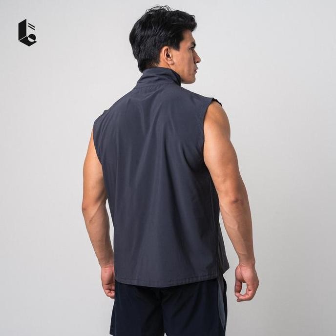 Lockerwear Jaket Vest Windbreaker Sport Kaos Sleeveless Baju Tanpa Lengan Pria Olahraga Gym Fitness 