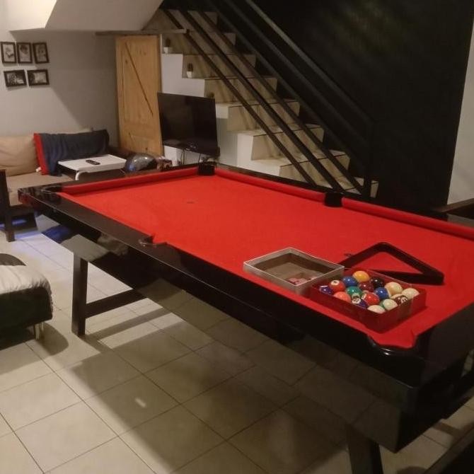 { Meja Billiard 7 Feet Kaki Lipat }