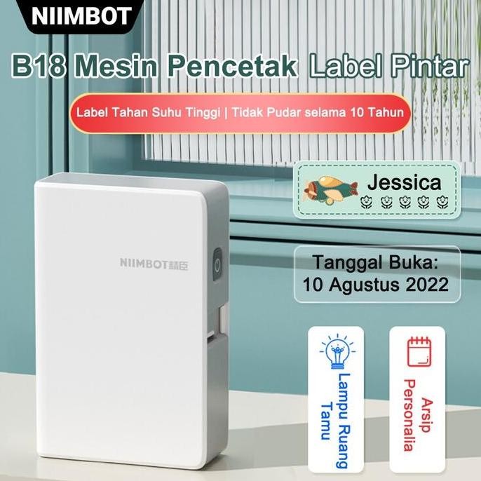 

NIIMBOT B18 Label Printer, Pencetak Label Portabel dengan Cartridge Pita Hitam dan Label Putih, Mendukung Cetak Multi-Warna, Mesin Pencetak Label untuk Peralatan Dalam/Ruang dan Kabel Indoor/Outdoor
