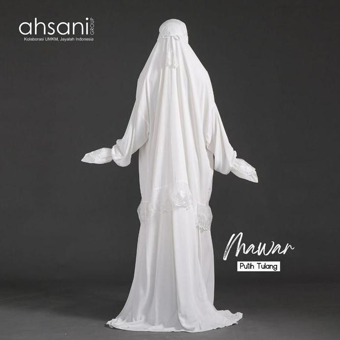 new Mukena Terusan Dewasa Ahsani Mawar A20 Rayon Twill Premium Jumbo Putih murah