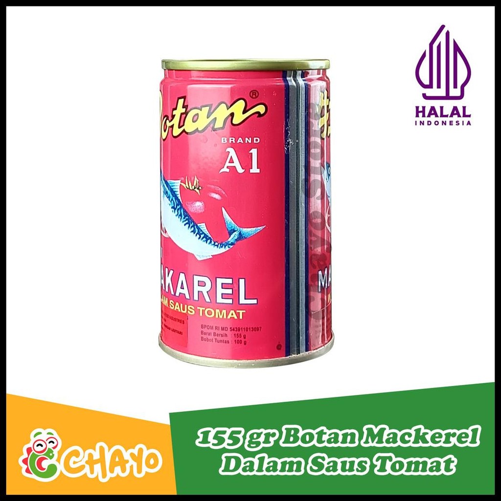 

BOTAN A1 MACKEREL IN TOMATO SAUCE 155 GR IKAN SARDIN KALENG BOTAN SAUS TOMAT IKAN KALENGAN