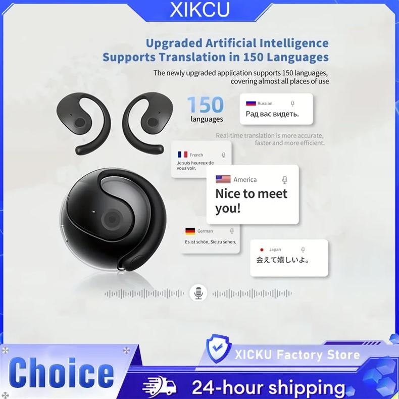 

144-Language AI Translator Headphones Bluetooth 5.3 Wireless IPX7 Waterproof Real-Time Two-Way Translation for Global Business