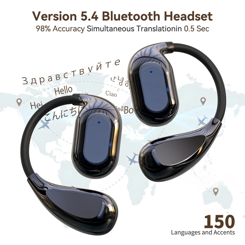 

VORMOR Instant Translator Earbuds V16 150 Languages Smart AI Voice Translator Wireless BT5.4 Music Headphones support VTrans APP