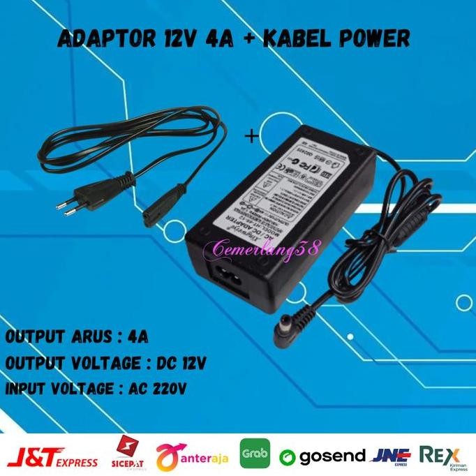 

Terlaris Ac / Dc Adapter 12V 4A Adaptor Dvr / Cctv 4A 12V + Kabel Power 12 V