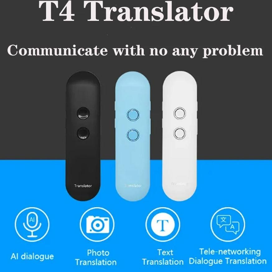 

2025 T4 Portable Wireless Smart Translator 40 Languages Two-Way Real Time Instant Voice Translator APP Bluetooth Multi-Language