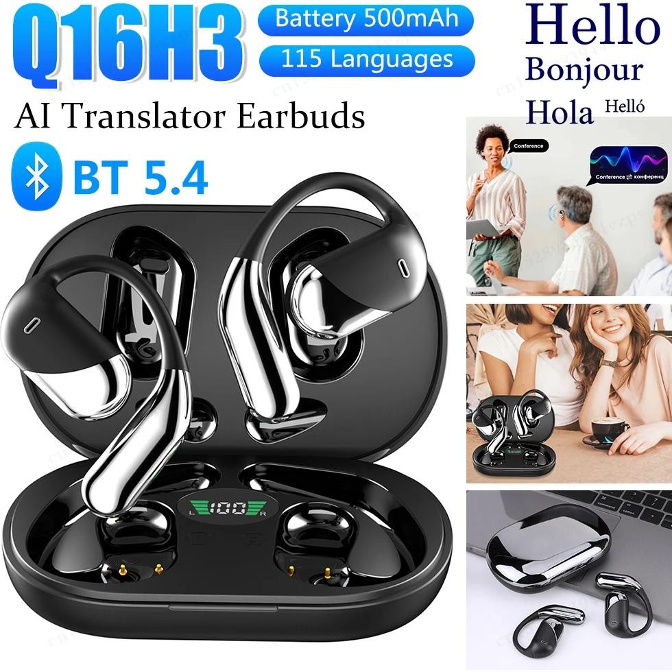 

Q16H3 Real-Time Languages Translation Headphones AI Translating Earbuds Headphones Support 115/144 Languages Wireless Earbuds