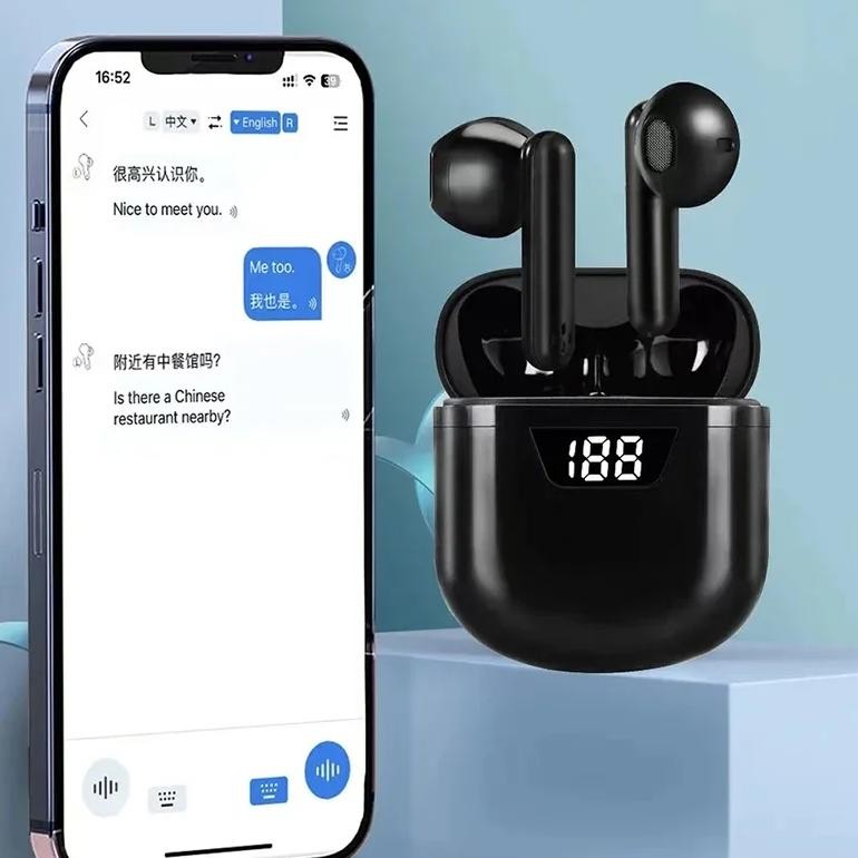 

144Language Voice Translation Headphone,Wireless Bluetooth Instant Translate Real Time Smart Travel Translator Earphone Device