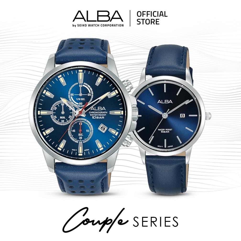 Alba Jam Tangan Couple Ah7Bv & Am3917 Quartz Biru Watch Murah