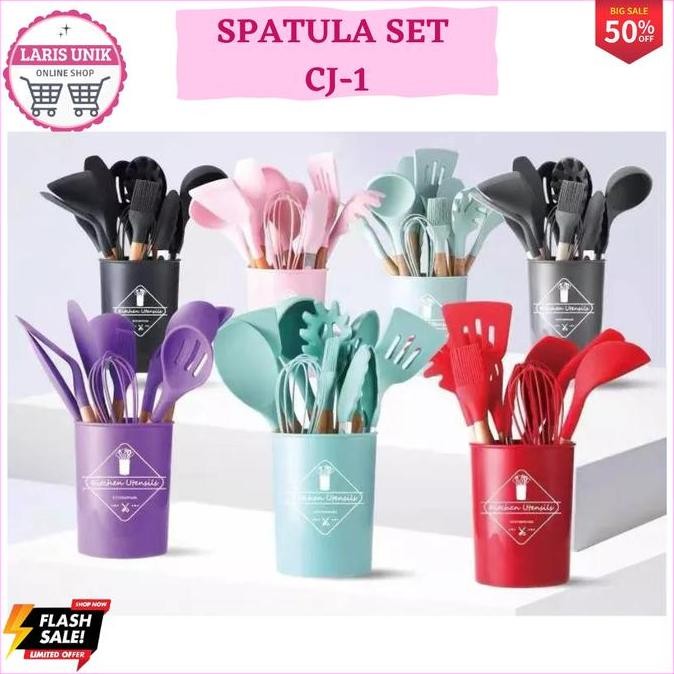 Laris Unik Termurah !!! Spatula Set 12 Pcs - Peralatan Tumis Masak Centong - Kitchen Tool Alat Masak