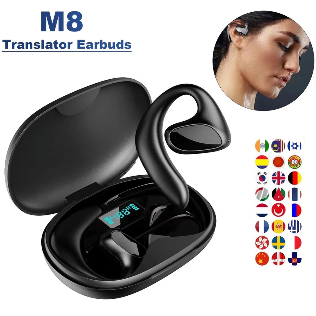 

M8 Wireless Translator Earbuds 144 Language Real-Time Translation, Bluetooth 5.1 Smart Earphones for Travel/Business