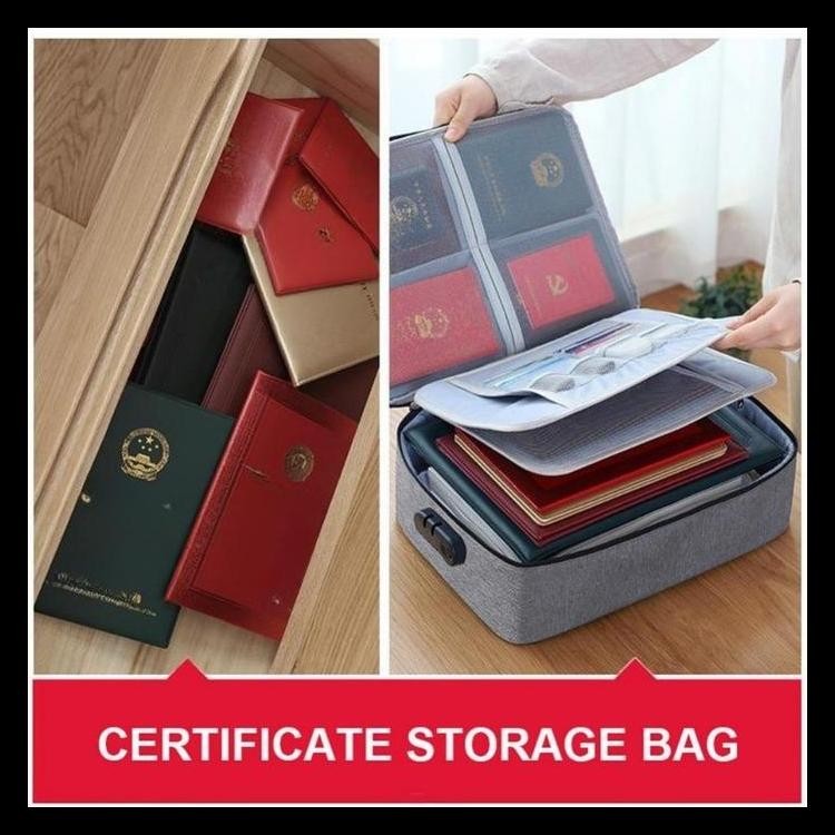 Termurah Vixplorn-Tas Penyimpanan Dokumen Tahan Air Tahan Api Folder File Folder Perjalanan Organisa