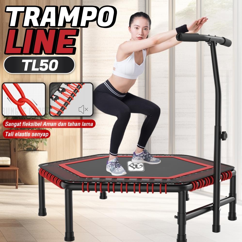 Trampoline Dewasa KUAT HINGGA 200KG Alat Olahraga Lompat Trampolin Elastis Indoor Outdoor
