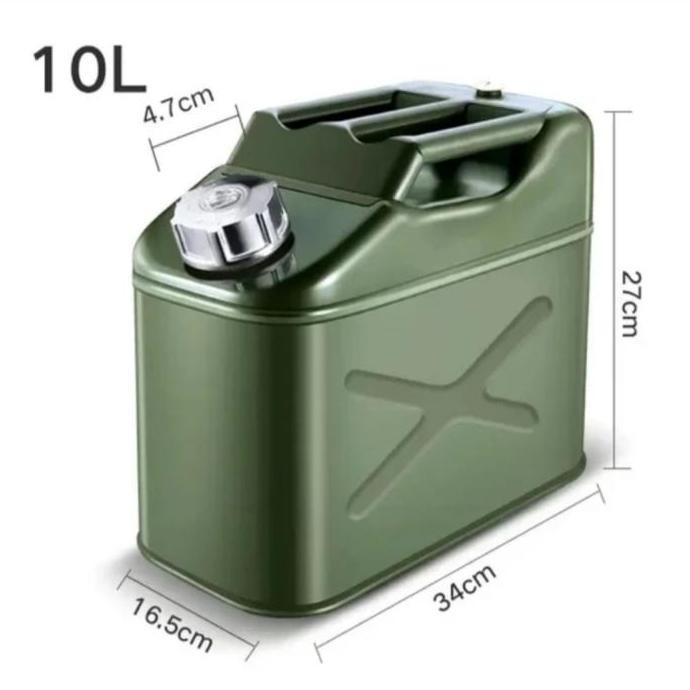 Jerigen 10L Jerry Can 10 Liter Besi Tempat Genset Bbm Bensin Solar