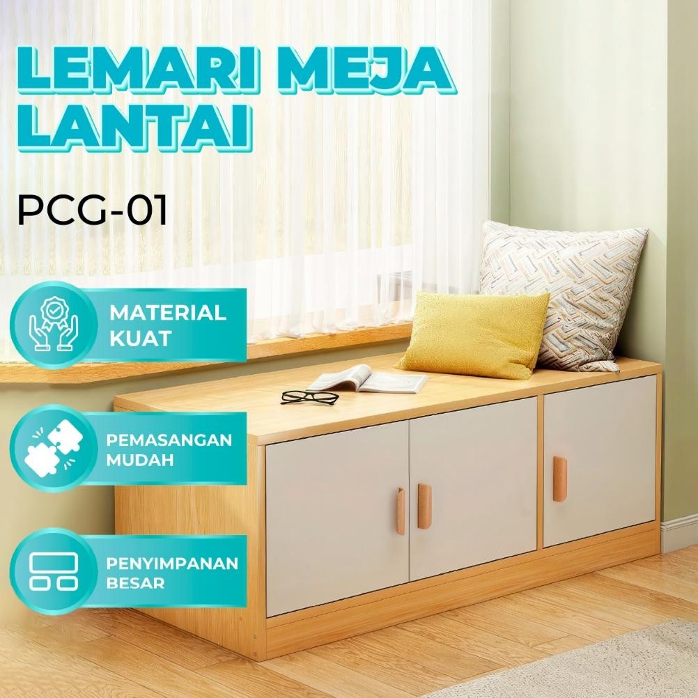 Meja Lemari Lantai Serbaguna Lemari Penyimpanan PCG01 Lemari Lantai Bahan Kayu MDF Solid - WD