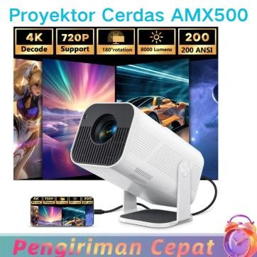 AMX500 4K Ultra HD Versi Android H713 1080P Proyektor Cerdas MURAH
