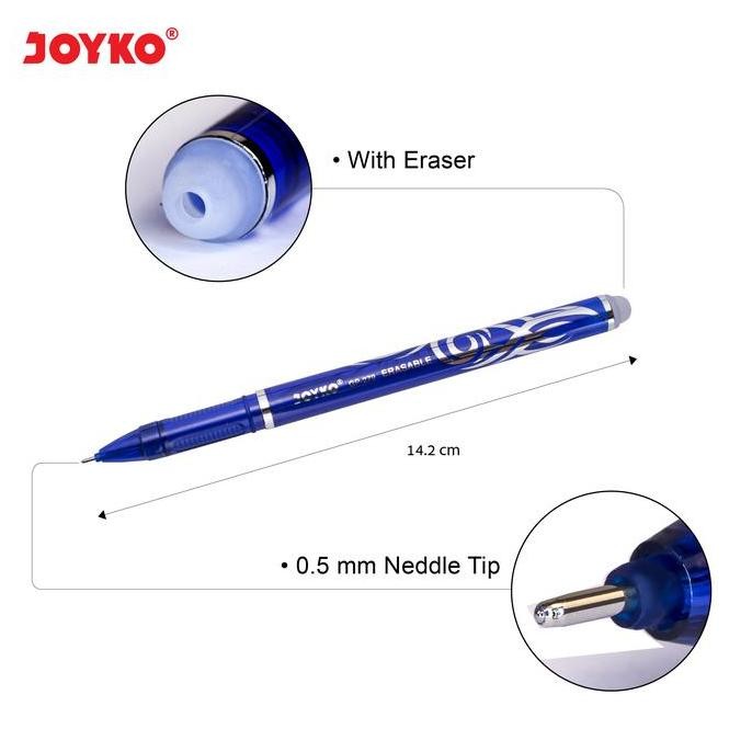 

les JOYKO ERASABLE GEL PEN BLACK BLUE PEN PULPEN BISA DIHAPUS WARNA HITAM BIRU GP-279 LUSIN BOX [12PCS]