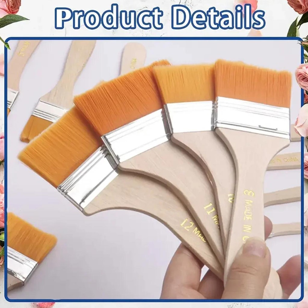 

12Pcs Nylon Paint Brush Set - High-Quality Synthetic Bristles For Acrylic, Oil, Watercolor, Drawing, And Art Supplies