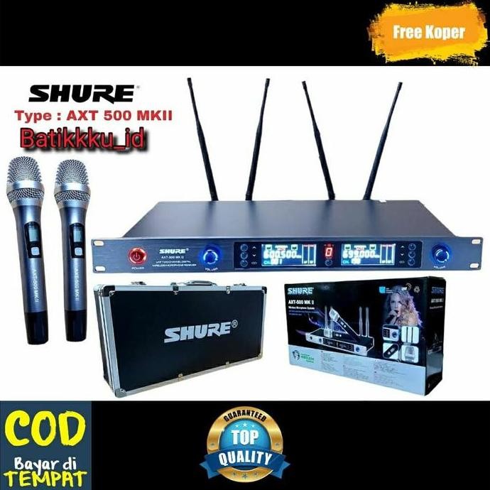 [Top Quality Bisa Cod] Mic Wireless Shure Axt 500 Mk Ii Anti Feedback Axt500 Mkii Free Koper