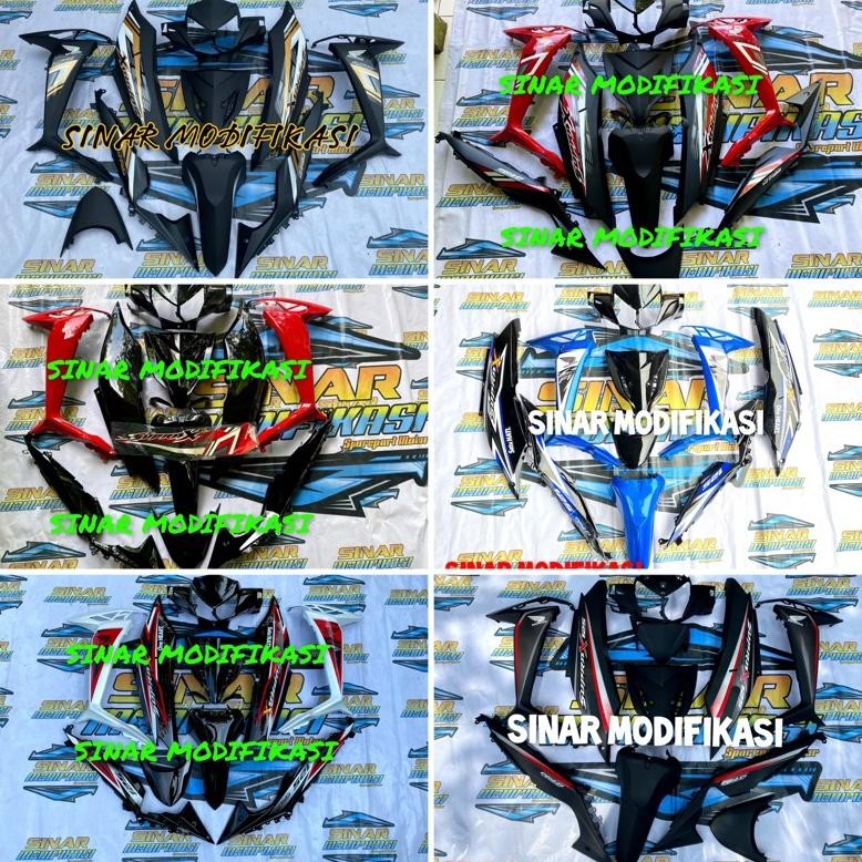 Cover Body supra x 125 fi cover full set body halus dan kasar supra x 125 fi warna hitam doff hitam 