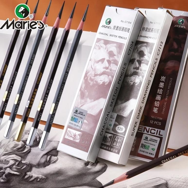 

Marie'S 12Pcs Artist Pencils 12B/14B/16B,Black Graphite Core,Matte Pencil Set For Sketching,Drawing,Shading For Artists,Students