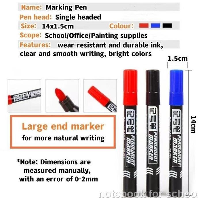 

Spidol Permanent Marker Permanen Tahan Air Alat Tulis Spidol Cepat Kering Tinta Minyak Hitam Biru Merah Tidak Pudar