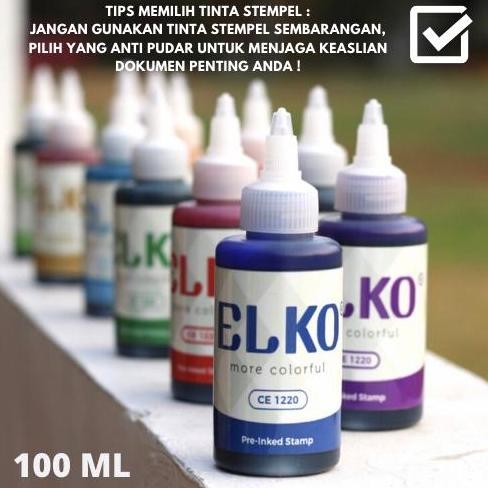 

les Tinta Stempel Flash Warna Biru Waterproof ELKO 100 ML Untuk Kertas