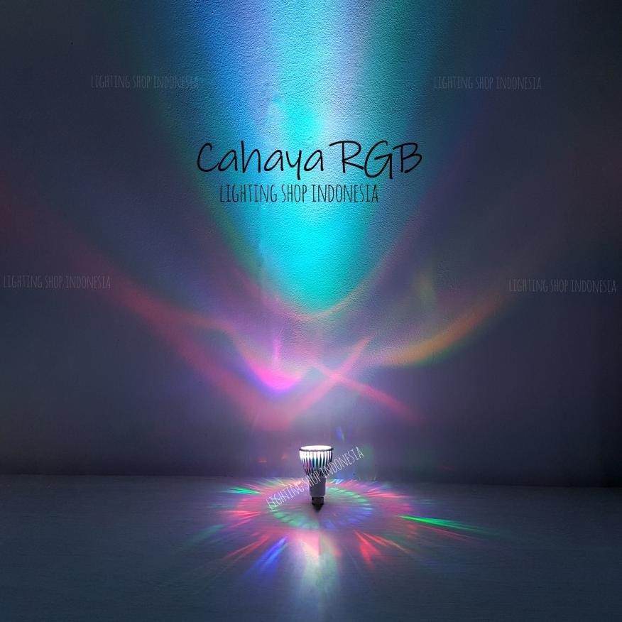 LAMPU BOHLAM HALOGEN LED 5W FITING KAKI MR16 MERAH BIRU HIJAU UNGU RGB