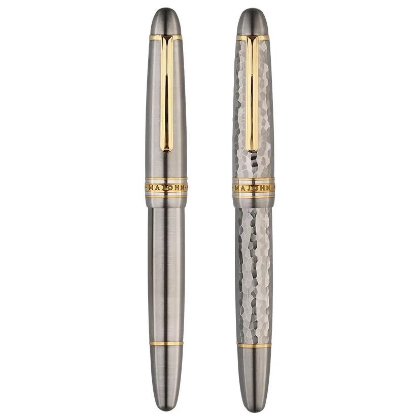 

Majohn Titanium Alloy Ti-136 Piston Pen Metal Brushed Anti-Slip Hammer Pattern Version Ef/F Fountain Pen Writing Gift Pen
