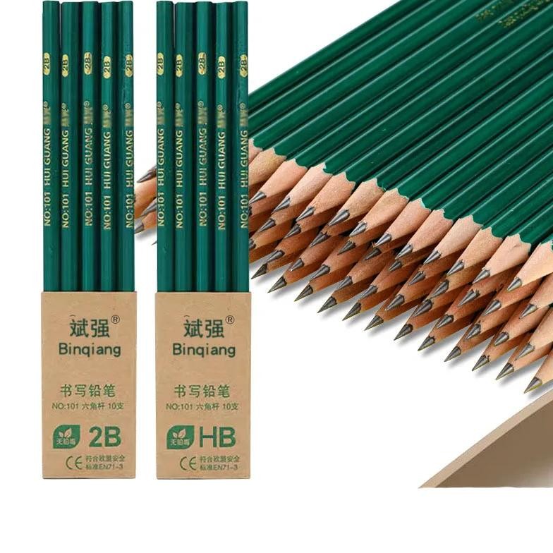 

10Pcs Wooden Lead Pencils Hb 2B Standard Pencil Office School Drawing Writing Stationery