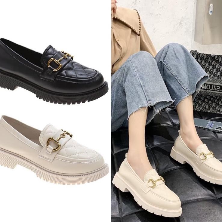 Avanceid 1909 Loafers Sepatu Sneakers Wanita Kerja Docmart Hitam
