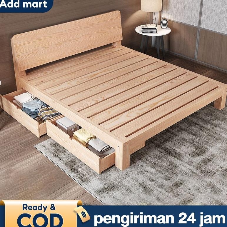 Tempat Tidur Dipan 180CM Sandaran Tempat Tidur Kayu Solid Kamar Tidur Tempat Tidur Kayu Ranjang Dipa