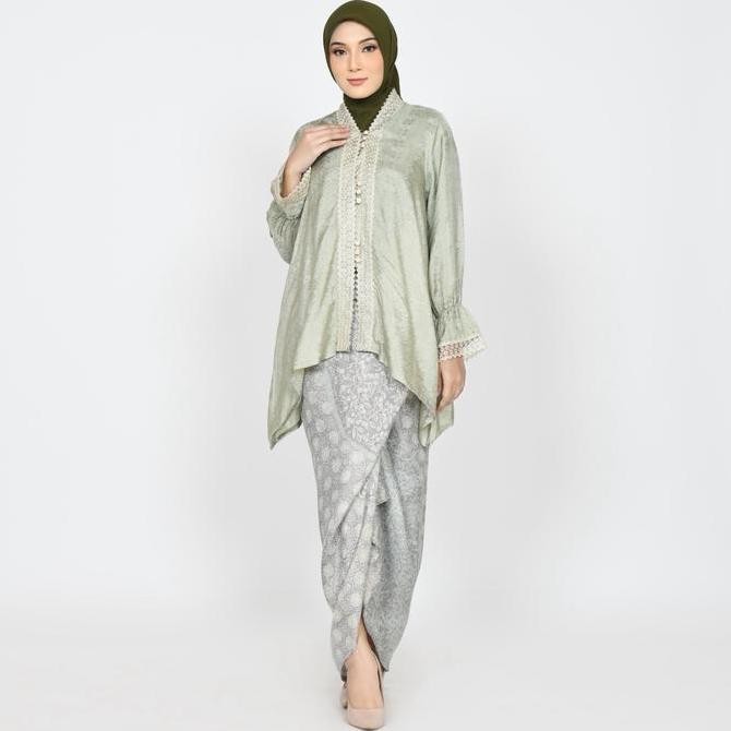 Promo / Terlaris Aini kebaya batik viscose modern, atasan kebaya polos rok lilit batik Wisuda remaja