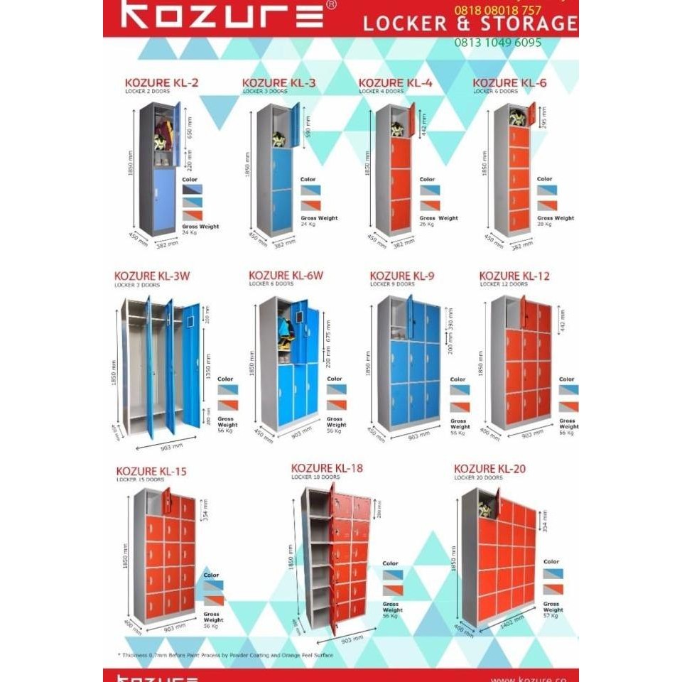 

Loker 4 Pintu Lemari Besi Locker Uk. 38x45x185 cm KOZURE KL4 ORANGE Kualitas Original