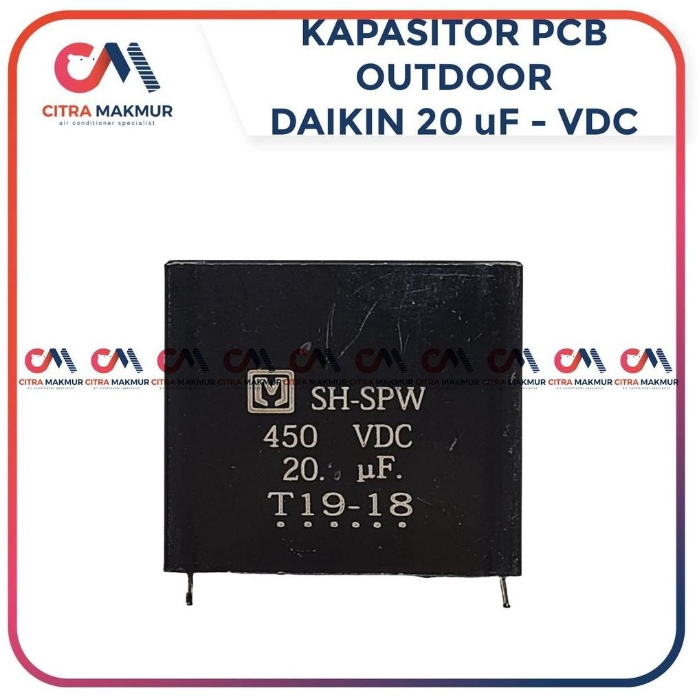Kapasitor Fan Outdoor AC inverter Daikin 20 uf Orinal Solder Kat 400 Volt Kotak Hitam PCB Kipas Dina