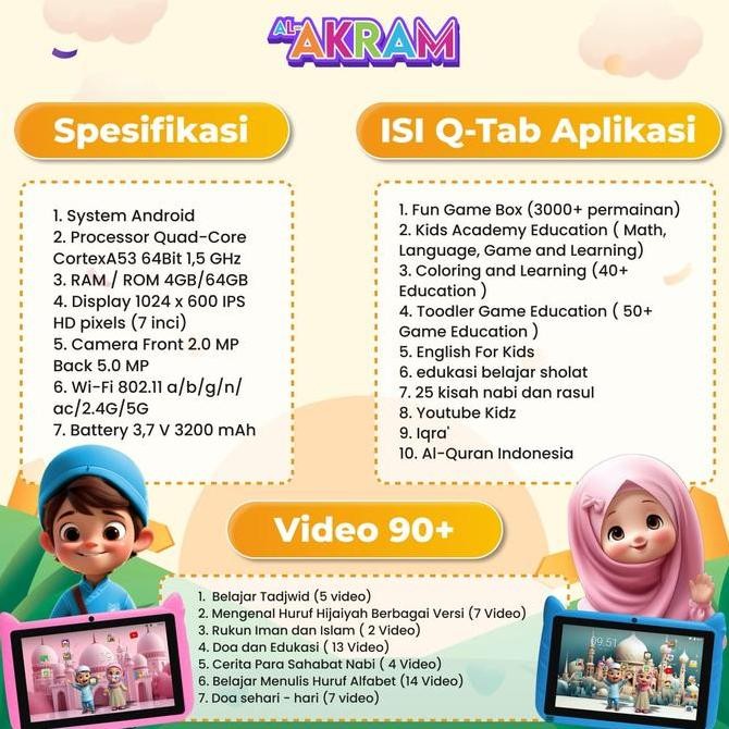 New Mode Q-Tab Quran Tablet Edukatif Anak AlQuran Al-Quran Digital Tablet Game Mainan Edukasi Belaja