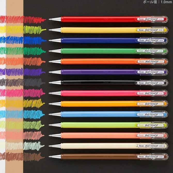 

Pentel Hybrid Mattehop Gel Ink Pen 1.0mm Sweet + Original Colors Deco Pulpen Dekorasi Warna Matte Kualitas Original