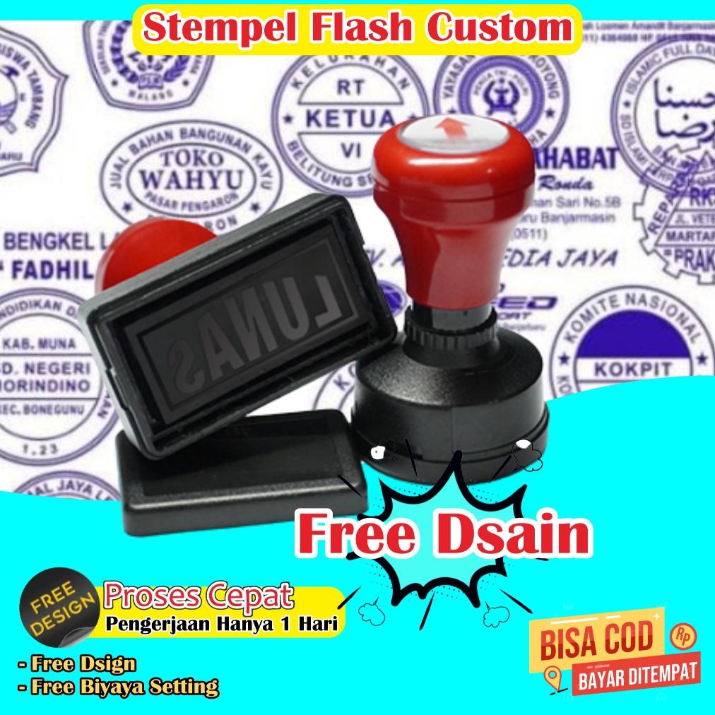 

NEW!!! stempel flash otomatis custom free dsain stempel logo cap toko stempel alias stempel penilaian guru
