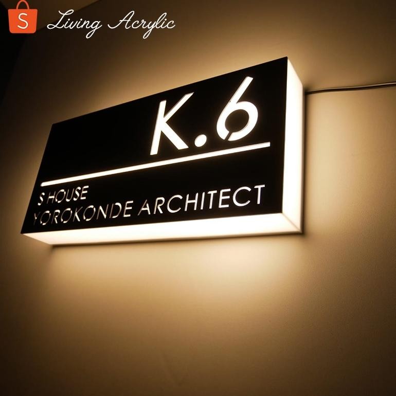 NEW!!! Nomor Rumah LED Neon Box Akrilik Papan Nama Akrilik LED Neonbox Papan Nama Akrilik