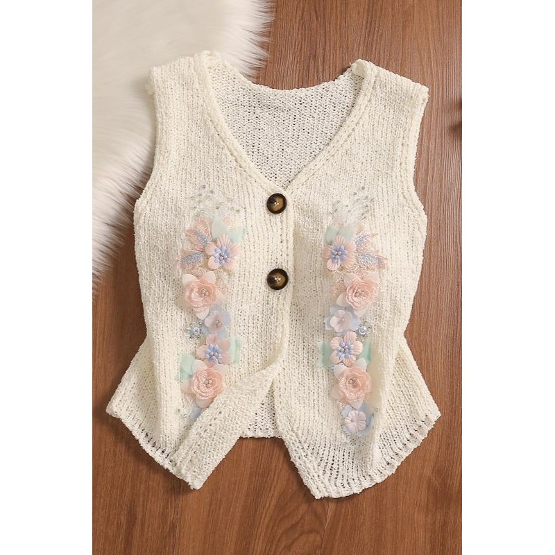 Jaket Cardigan Rajut Unik Gaya Korea Wanita#Atasan Rompi Floral untuk Pakaian Luar