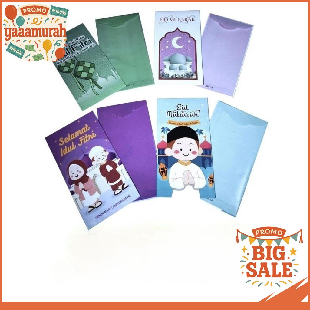 50 PCS )ANGPAO LEBARAN IDUL FITRI / AMPLOP LEBARAN KARAKTER LUCU