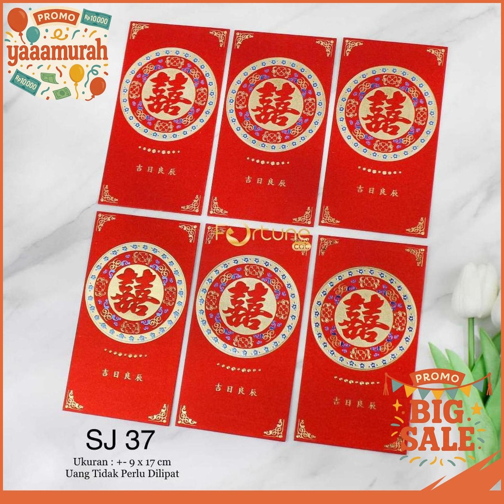 

ANGPAO WEDDING KAWINAN SHUANG XI KERTAS PANJANG PREMIUM TEBAL GLITTER ISI 6 LEMBAR