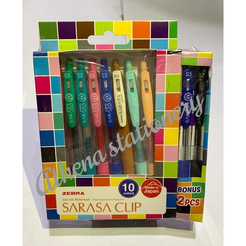 

Pen SARASA Clip Gel Ink rollerball ZEBRA Set 10 Warna/Free +2 Kualitas Original